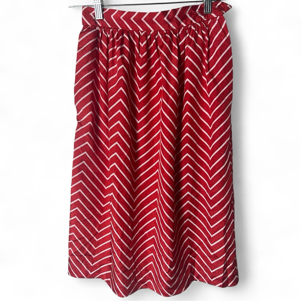 Campus Casuals of California Vintage Womens Red Chevron Stripe A-Line Skirt Sz 9